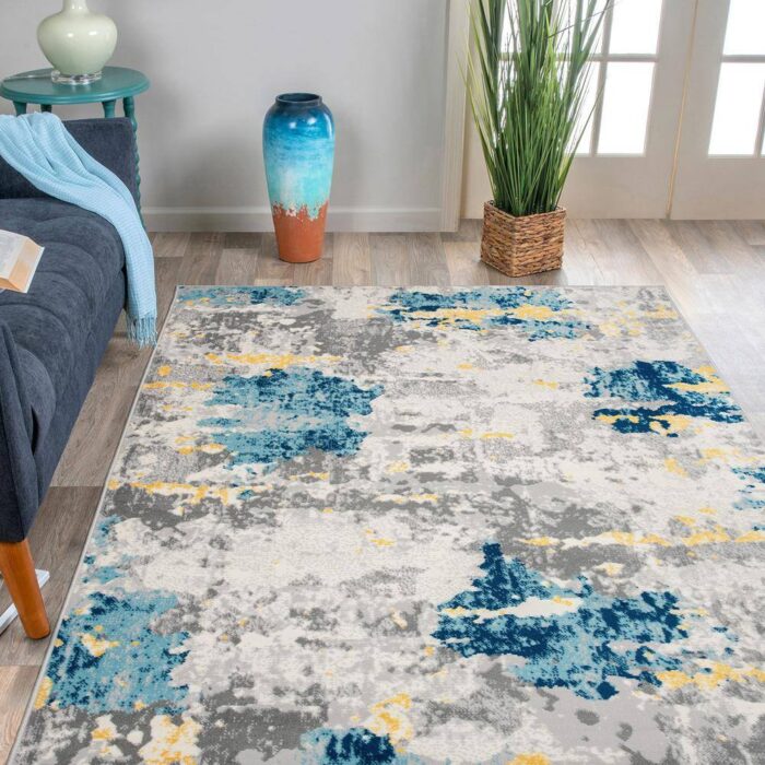 Transitional Distressed Modern Cream 3 ft. 3 in. x 5 ft. Area Rug